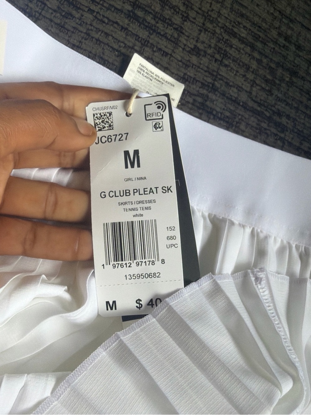 adidas White Girls Pleated Tennis Skort